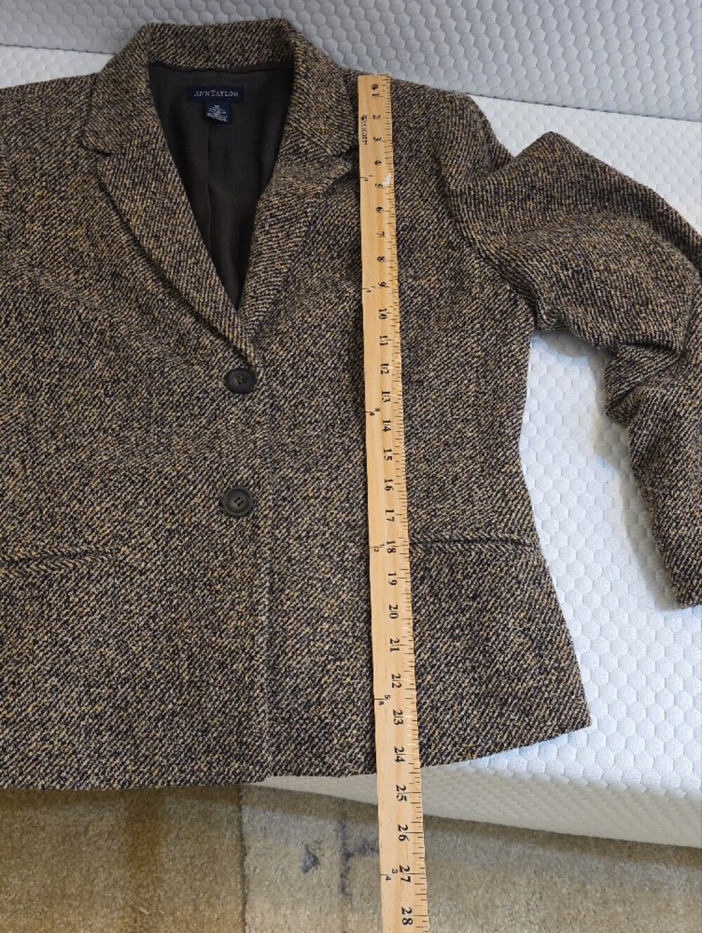 Ann Taylor Brown Tweed 2pc Suit Set Blazer & Trousers Size 12 EUC - Picture 7 of 9